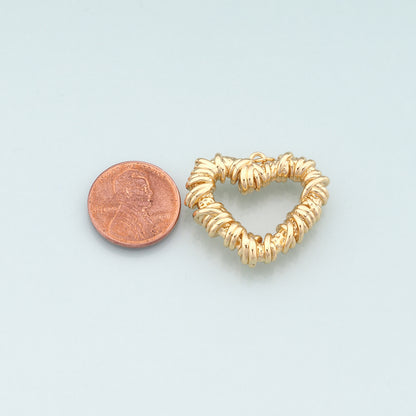 Gold Heart Charms,18K Gold Filled Heart Pendant,Dainty Heart Charm Bracelet Necklace for DIY Jewelry Making Supply