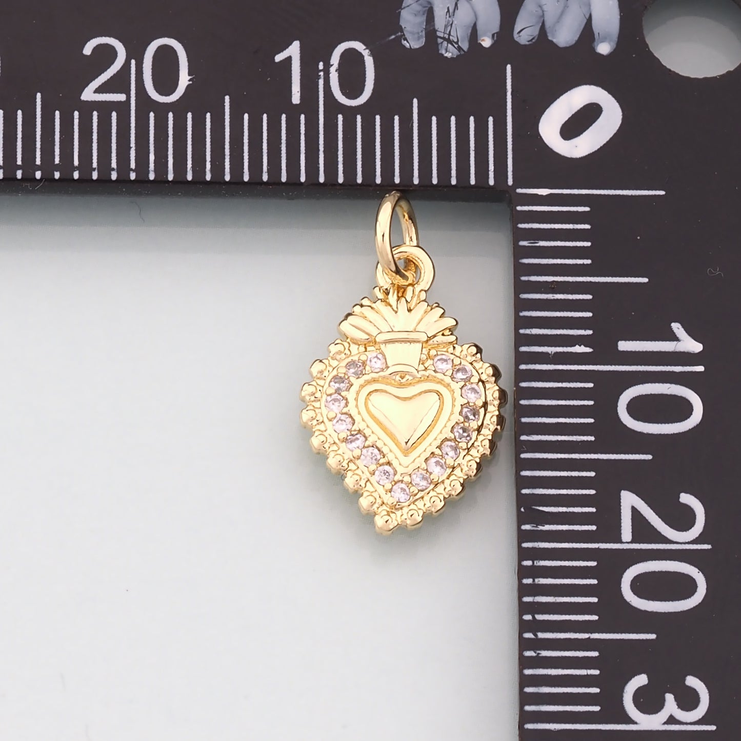 18K Gold Filled Sacred heart Pendant,CZ Micor Pave Religion Charm Bracelet Necklace for DIY Jewelry Making Supply
