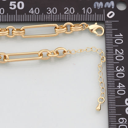 Gold Adjustable Chain,18K Gold Filled Rectangle Bracelet,Semi Finished Bracelets,Bracelets for Jewelry Making