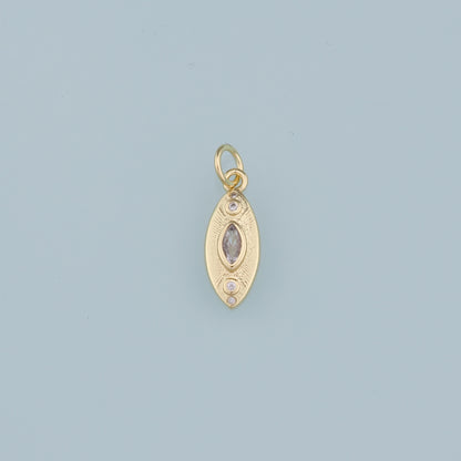 18K Gold Filled Oval Pendant,Crystal Oval Charm Bracelet Necklace for DIY Jewelry Making Supply