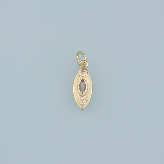 18K Gold Filled Oval Pendant,Crystal Oval Charm Bracelet Necklace for DIY Jewelry Making Supply