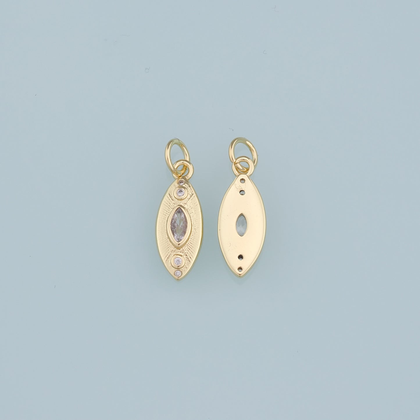 18K Gold Filled Oval Pendant,Crystal Oval Charm Bracelet Necklace for DIY Jewelry Making Supply