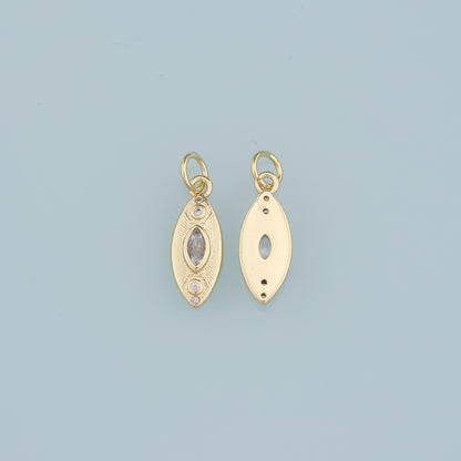 18K Gold Filled Oval Pendant,Crystal Oval Charm Bracelet Necklace for DIY Jewelry Making Supply