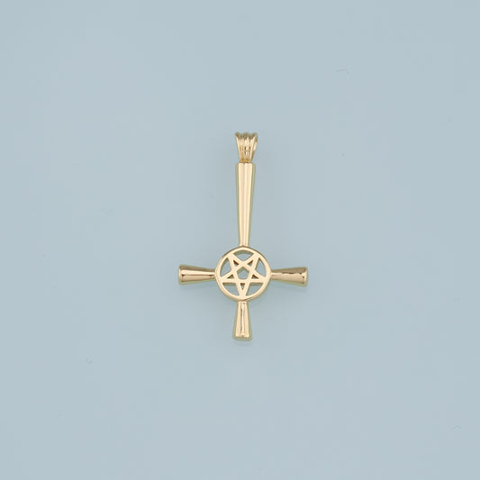 Gold Cross Charms,18K Gold Filled Cross Star Pendant,Religion Charm Bracelet Necklace for DIY Jewelry Making Supply