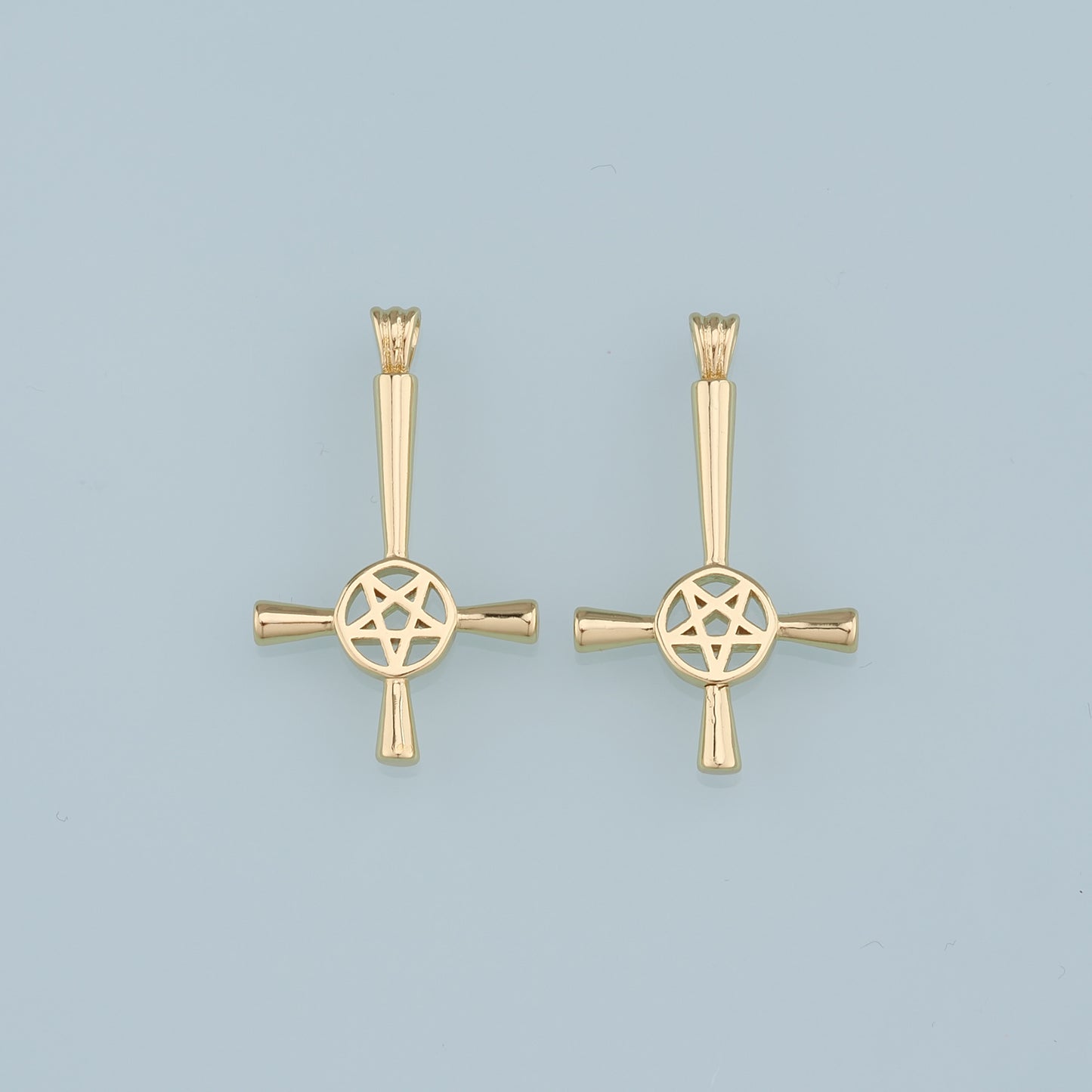 Gold Cross Charms,18K Gold Filled Cross Star Pendant,Religion Charm Bracelet Necklace for DIY Jewelry Making Supply