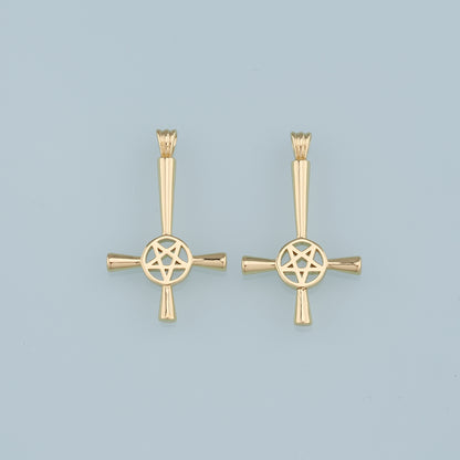 Gold Cross Charms,18K Gold Filled Cross Star Pendant,Religion Charm Bracelet Necklace for DIY Jewelry Making Supply