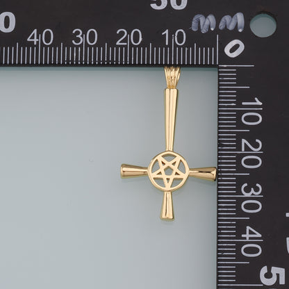 Gold Cross Charms,18K Gold Filled Cross Star Pendant,Religion Charm Bracelet Necklace for DIY Jewelry Making Supply