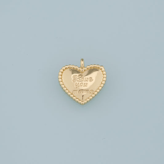 18K Gold Filled Heart Pendant,Heart Charm Bracelet Necklace for DIY Jewelry Making Supply