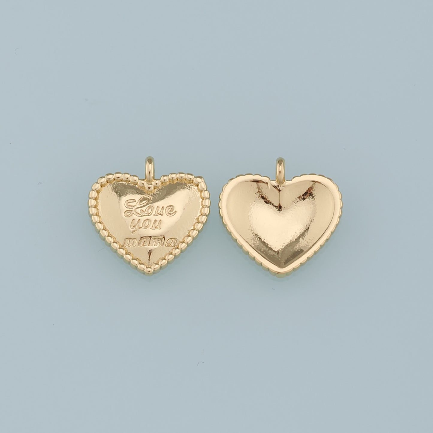 18K Gold Filled Heart Pendant,Heart Charm Bracelet Necklace for DIY Jewelry Making Supply