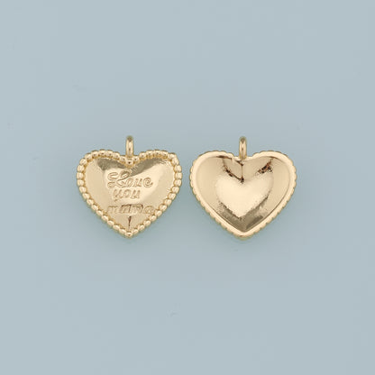 18K Gold Filled Heart Pendant,Heart Charm Bracelet Necklace for DIY Jewelry Making Supply