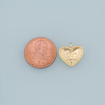 18K Gold Filled Heart Pendant,Heart Charm Bracelet Necklace for DIY Jewelry Making Supply