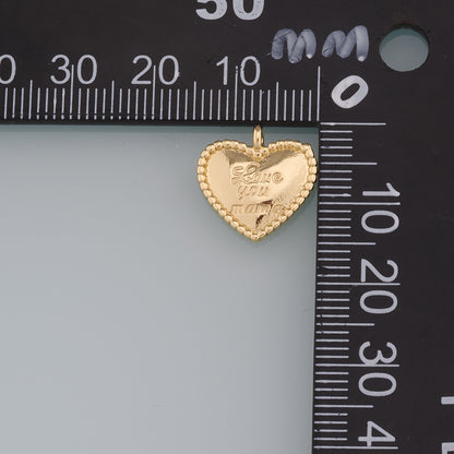 18K Gold Filled Heart Pendant,Heart Charm Bracelet Necklace for DIY Jewelry Making Supply