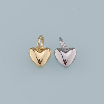 18K Gold Filled Heart Pendant,Heart Charm Bracelet Necklace for DIY Jewelry Making Supply