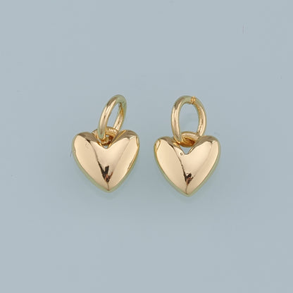 18K Gold Filled Heart Pendant,Heart Charm Bracelet Necklace for DIY Jewelry Making Supply