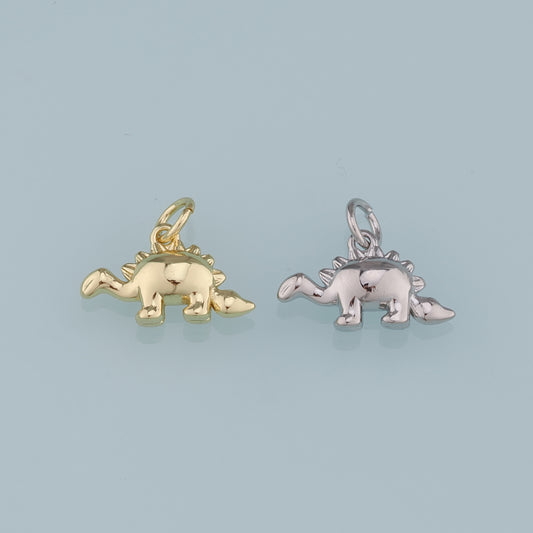 Gold Dinosaur Charm,18K Gold Filled Dinosaur Pendant,Stegosaurus Charm Bracelet Necklace for DIY Jewelry Making Supply