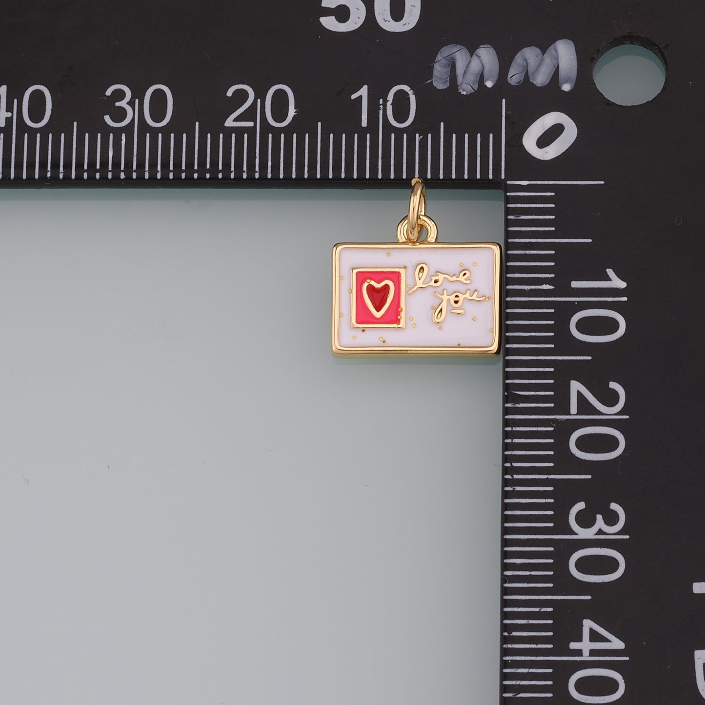 18K Gold Filled Postcard Pendant,Enamel Postcard Charm Bracelet Necklace for DIY Jewelry Making Supply