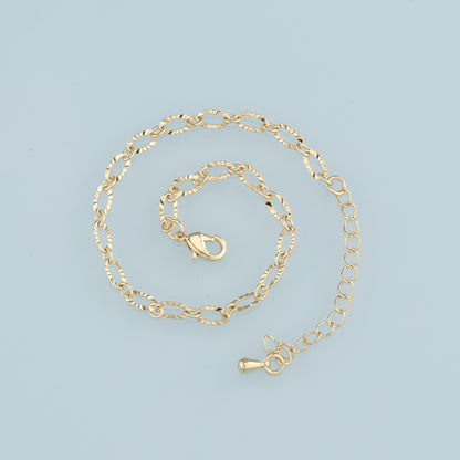 Gold Adjustable Chain,18K Gold Filled Oval Bracelet,Semi Finished Bracelets,Bracelets for Jewelry Making