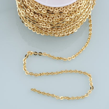 Gold Oval Chain,18K Gold Filled Oval Chain for Necklace Bracelet DIY Jewelry Making Supply