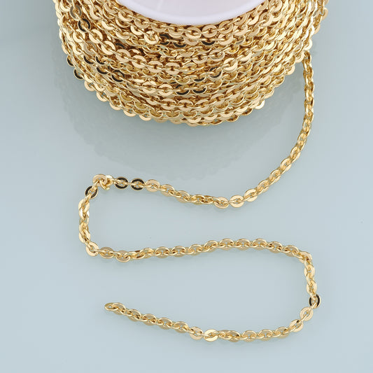 Gold Oval Chain,18K Gold Filled Oval Chain for Necklace Bracelet DIY Jewelry Making Supply