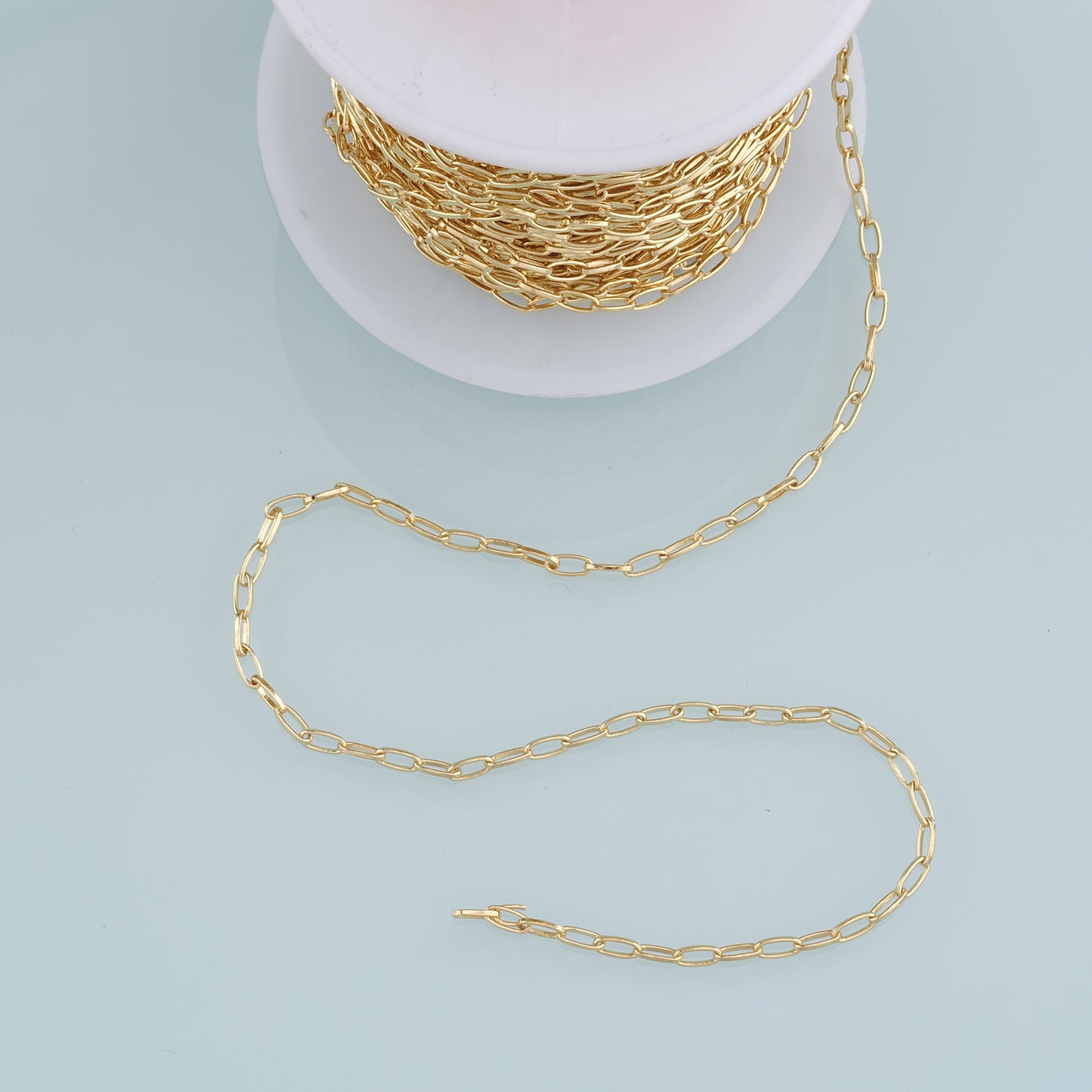 Gold Oval Chain,18K Gold Filled Rectangle Paper Clip Chain for Necklace Bracelet DIY Jewelry Making Supply
