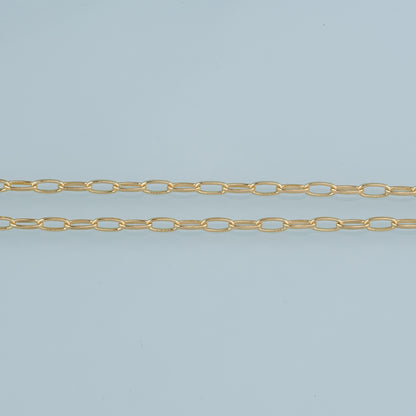 Gold Oval Chain,18K Gold Filled Rectangle Paper Clip Chain for Necklace Bracelet DIY Jewelry Making Supply