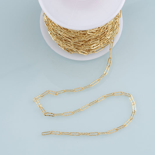 Gold Oval Chain,18K Gold Filled Rectangle Paper Clip Chain for Necklace Bracelet DIY Jewelry Making Supply