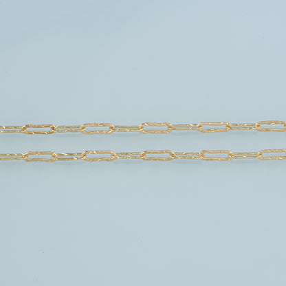 Gold Oval Chain,18K Gold Filled Rectangle Paper Clip Chain for Necklace Bracelet DIY Jewelry Making Supply