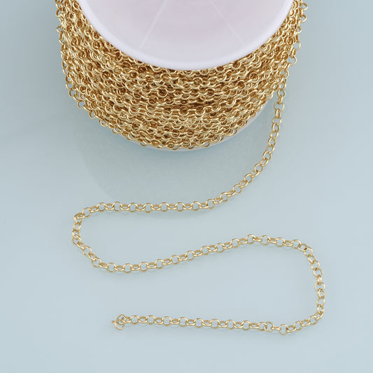 Gold Round Chain,18K Gold Filled Round Chain for Necklace Bracelet DIY Jewelry Making Supply