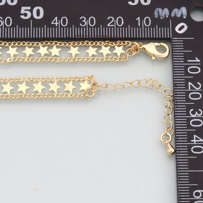 Gold Adjustable Chain,18K Gold Filled Star Bracelet,Semi Finished Bracelets,Bracelets for Jewelry Making