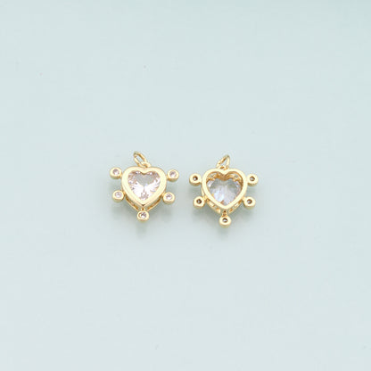Gold Heart Charms,18K Gold Filled Heart Pendant,Dainty Heart Charm Bracelet Necklace for DIY Jewelry Making Supply