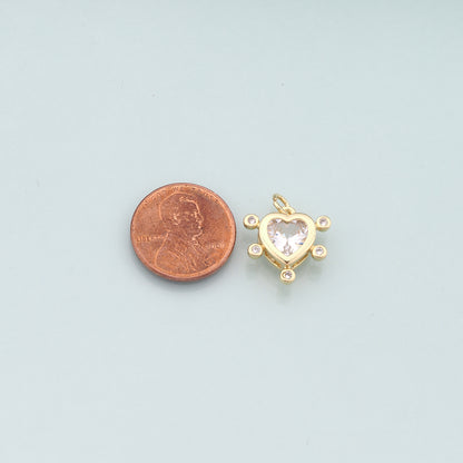 Gold Heart Charms,18K Gold Filled Heart Pendant,Dainty Heart Charm Bracelet Necklace for DIY Jewelry Making Supply