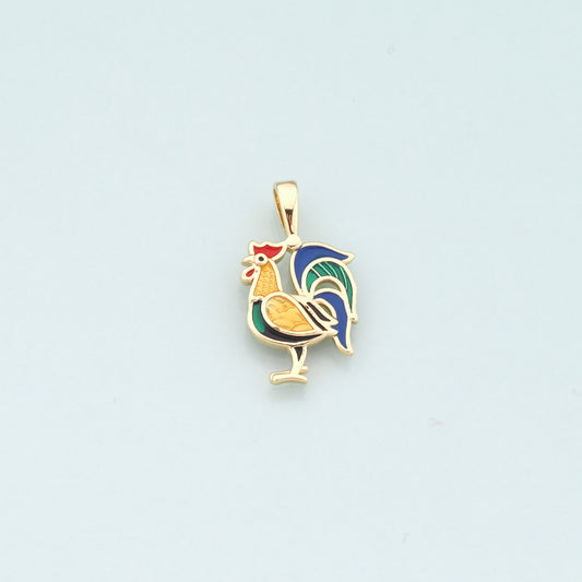 Gold Rooster Charms,18K Gold Filled Rooster Pendant,Enamel Animal Charm Bracelet Necklace for DIY Jewelry Making Supply