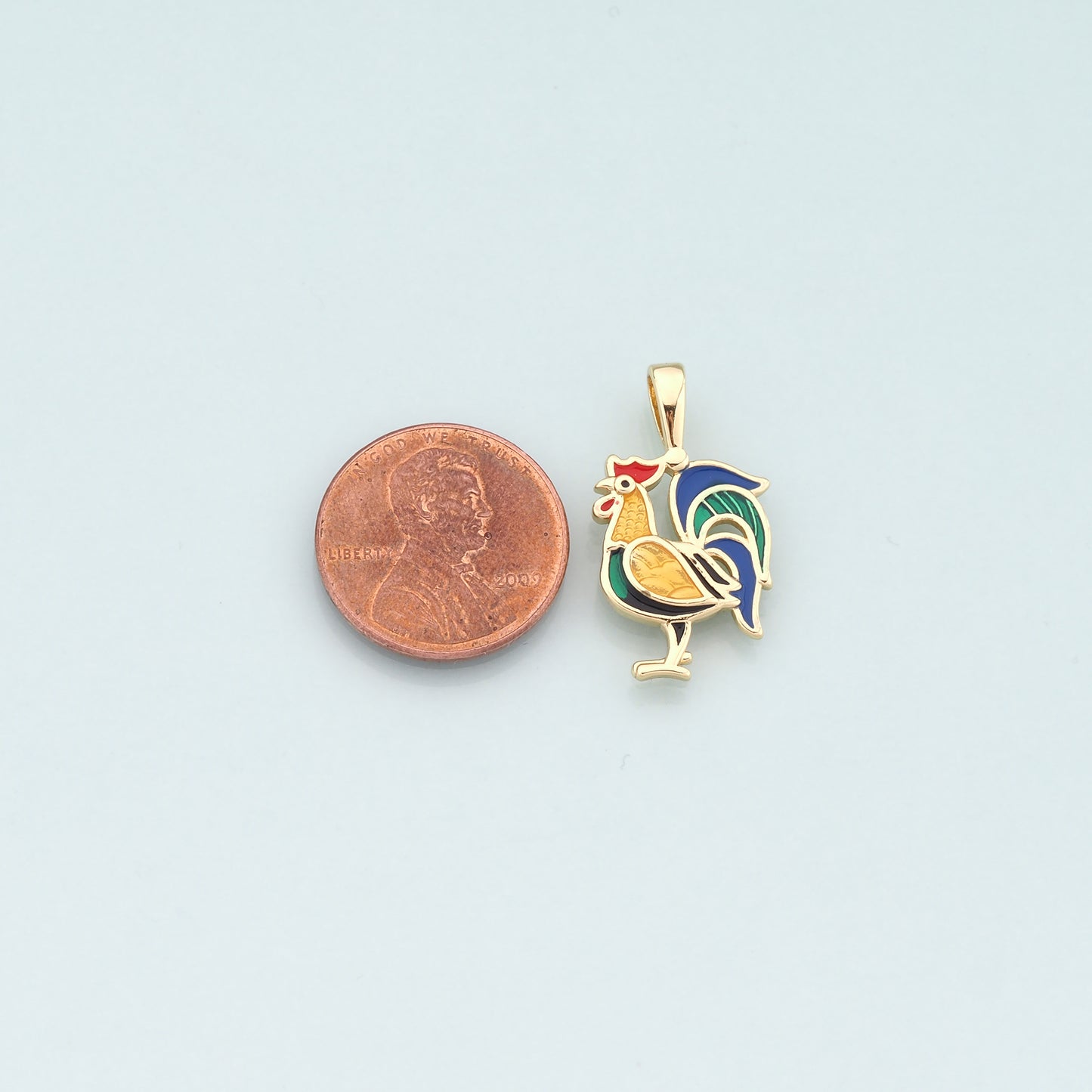 Gold Rooster Charms,18K Gold Filled Rooster Pendant,Enamel Animal Charm Bracelet Necklace for DIY Jewelry Making Supply