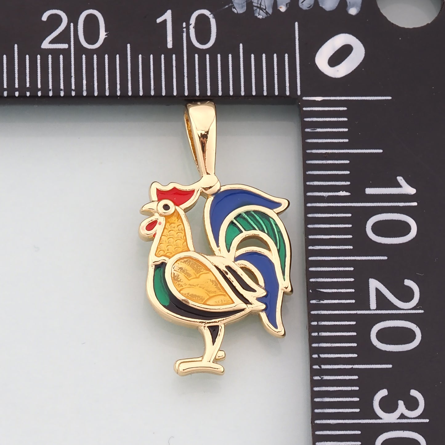Gold Rooster Charms,18K Gold Filled Rooster Pendant,Enamel Animal Charm Bracelet Necklace for DIY Jewelry Making Supply