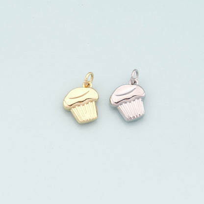 Gold Dessert Charms,18K Gold Filled Cake Pendant,Cake Charm Bracelet Necklace for DIY Jewelry Making Supply
