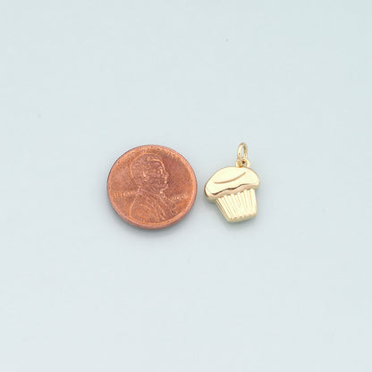Gold Dessert Charms,18K Gold Filled Cake Pendant,Cake Charm Bracelet Necklace for DIY Jewelry Making Supply
