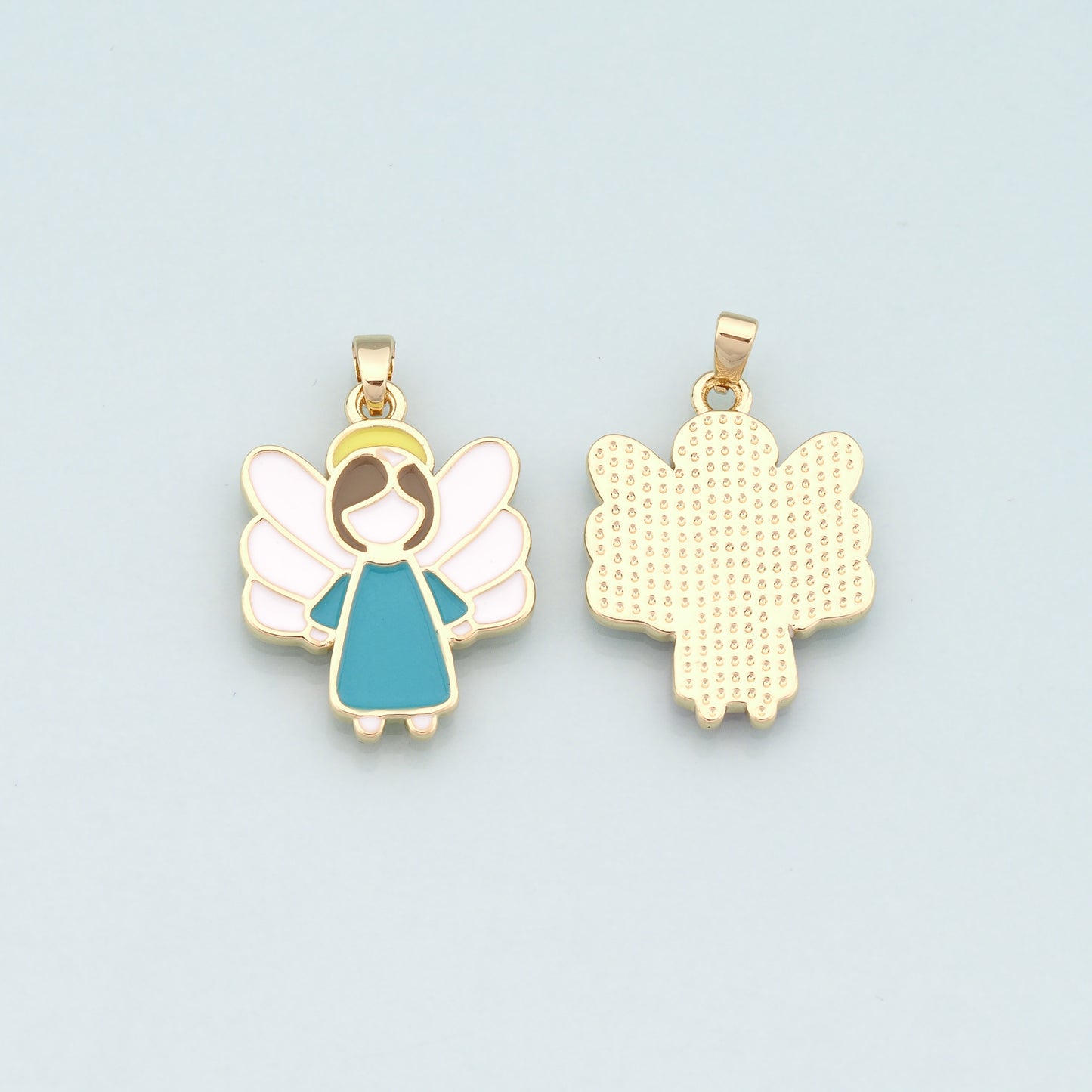 Gold Angel Wings Charms,18K Gold Filled Angel Pendant,Enamel Angel Charm Bracelet Necklace for DIY Jewelry Making Supply