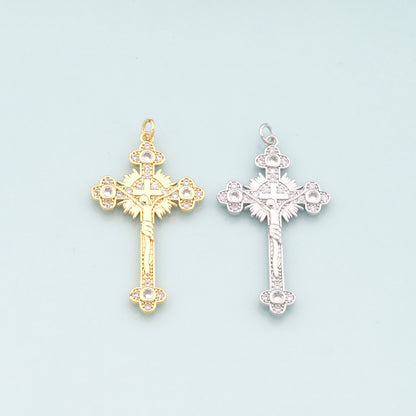 Gold Jesus Charms,18K Gold Filled Cross Pendant,CZ Micro Pvae Religion Charm Bracelet Necklace for DIY Jewelry Making Supply