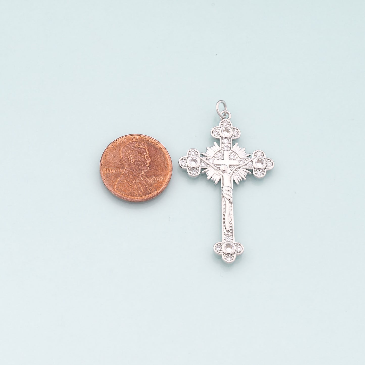 Gold Jesus Charms,18K Gold Filled Cross Pendant,CZ Micro Pvae Religion Charm Bracelet Necklace for DIY Jewelry Making Supply