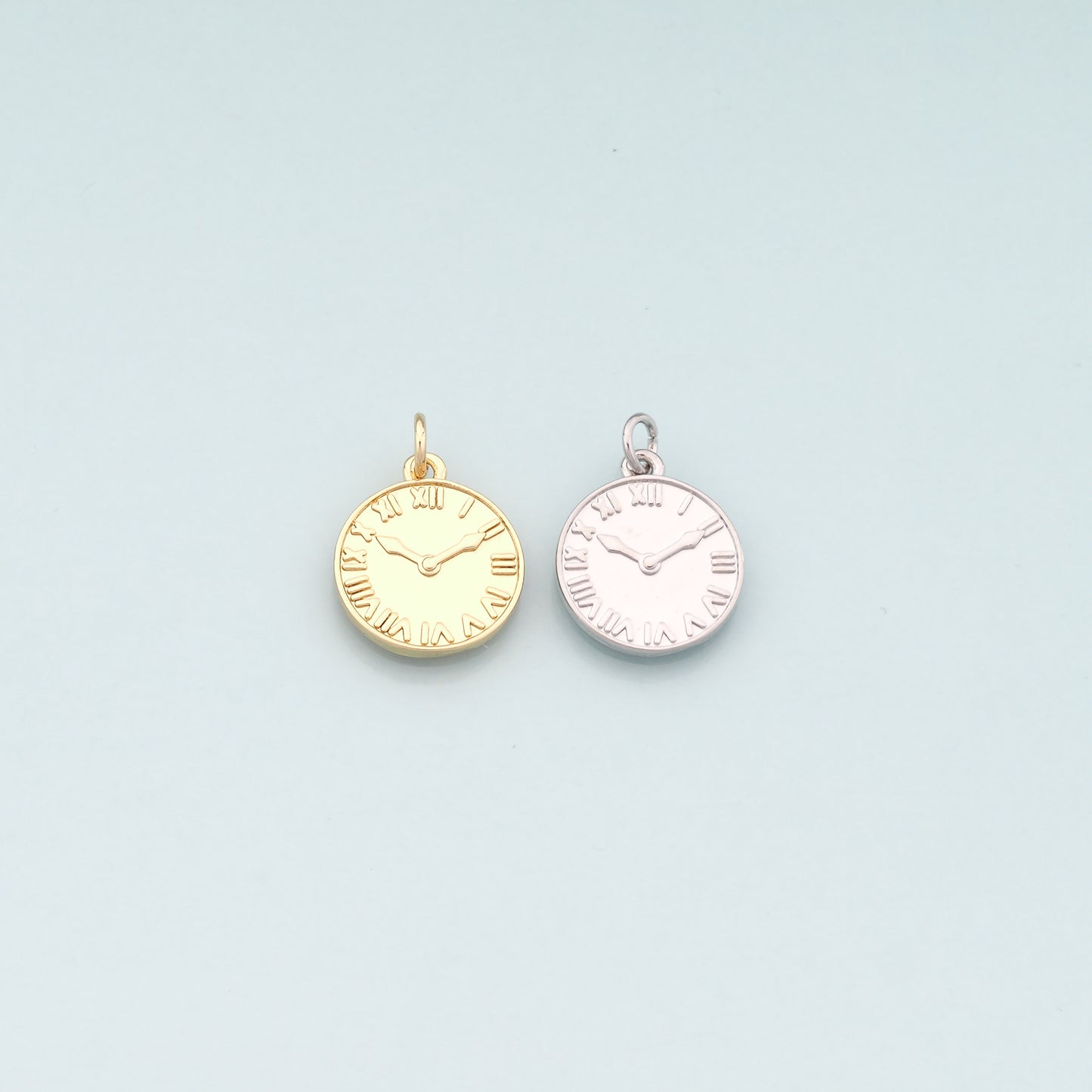 Gold Time Charms,18K Gold Filled Clock Pendant,Clock Charm Bracelet Necklace for DIY Jewelry Making Supply