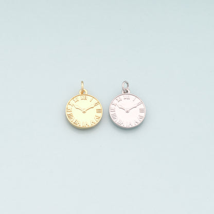 Gold Time Charms,18K Gold Filled Clock Pendant,Clock Charm Bracelet Necklace for DIY Jewelry Making Supply