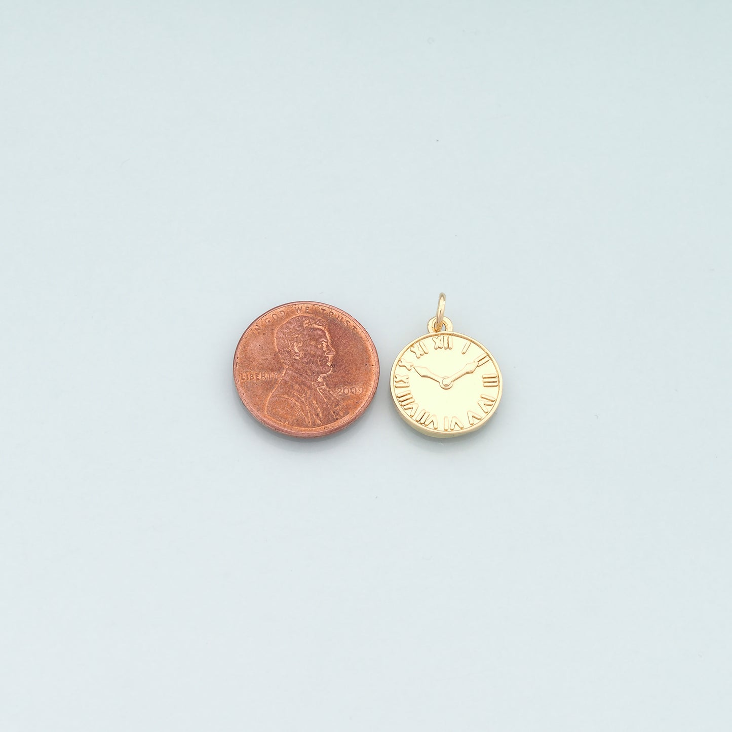 Gold Time Charms,18K Gold Filled Clock Pendant,Clock Charm Bracelet Necklace for DIY Jewelry Making Supply