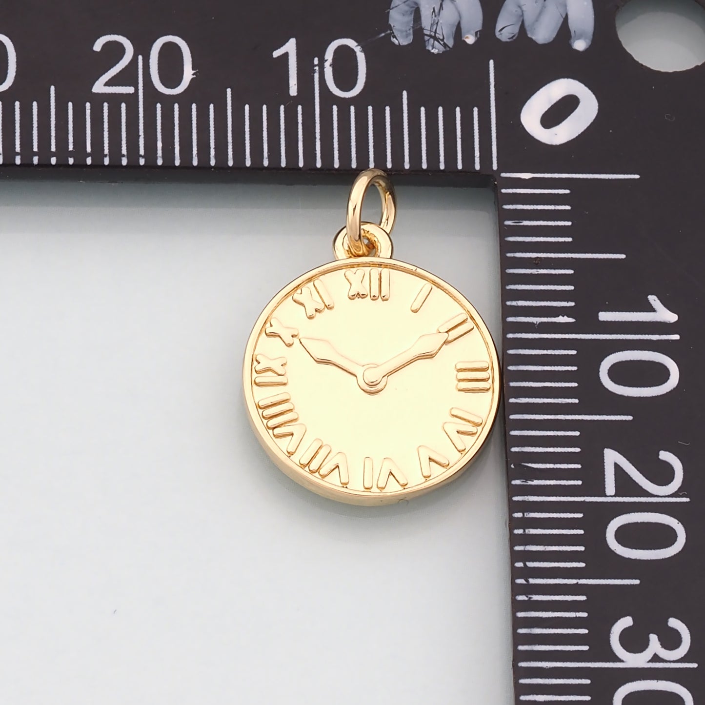 Gold Time Charms,18K Gold Filled Clock Pendant,Clock Charm Bracelet Necklace for DIY Jewelry Making Supply