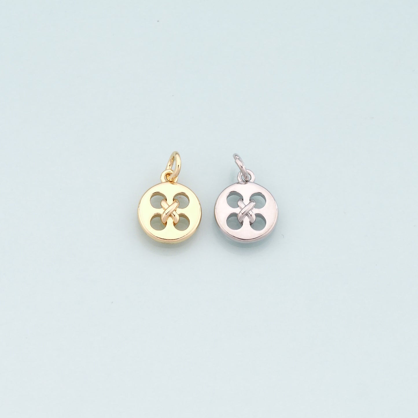 18K Gold Filled Buttons Pendant,Dainty Buttons Charm Bracelet Necklace for DIY Jewelry Making Supply