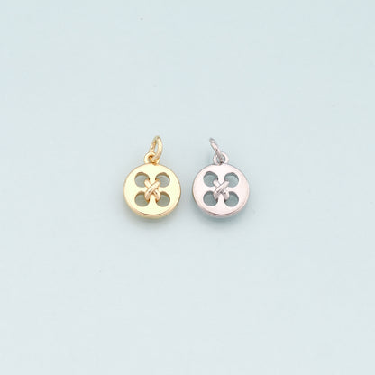 18K Gold Filled Buttons Pendant,Dainty Buttons Charm Bracelet Necklace for DIY Jewelry Making Supply