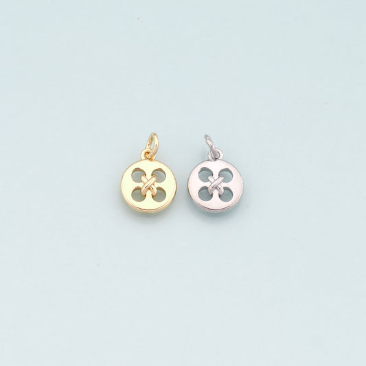 18K Gold Filled Buttons Pendant,Dainty Buttons Charm Bracelet Necklace for DIY Jewelry Making Supply
