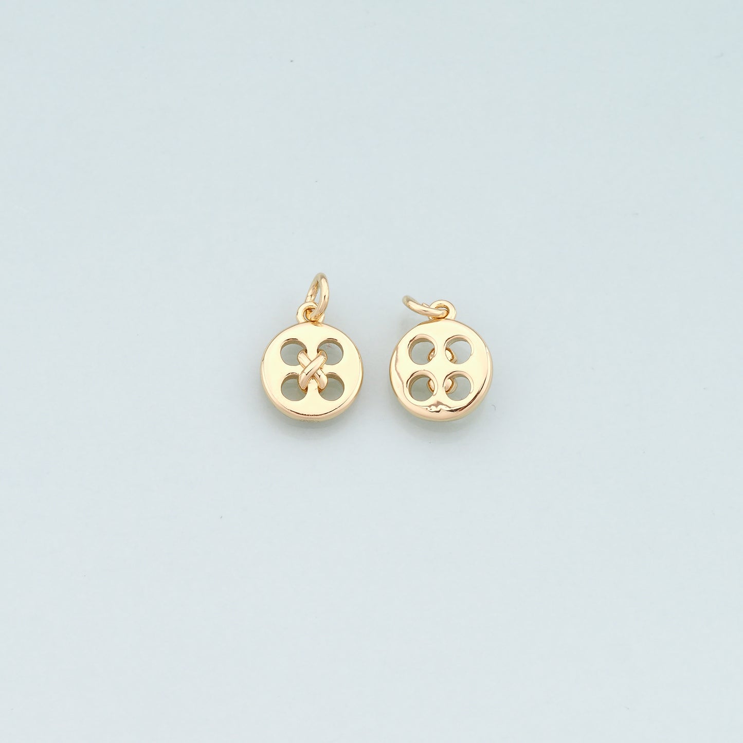 18K Gold Filled Buttons Pendant,Dainty Buttons Charm Bracelet Necklace for DIY Jewelry Making Supply