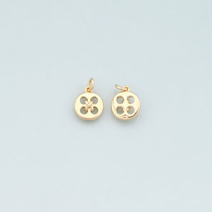 18K Gold Filled Buttons Pendant,Dainty Buttons Charm Bracelet Necklace for DIY Jewelry Making Supply