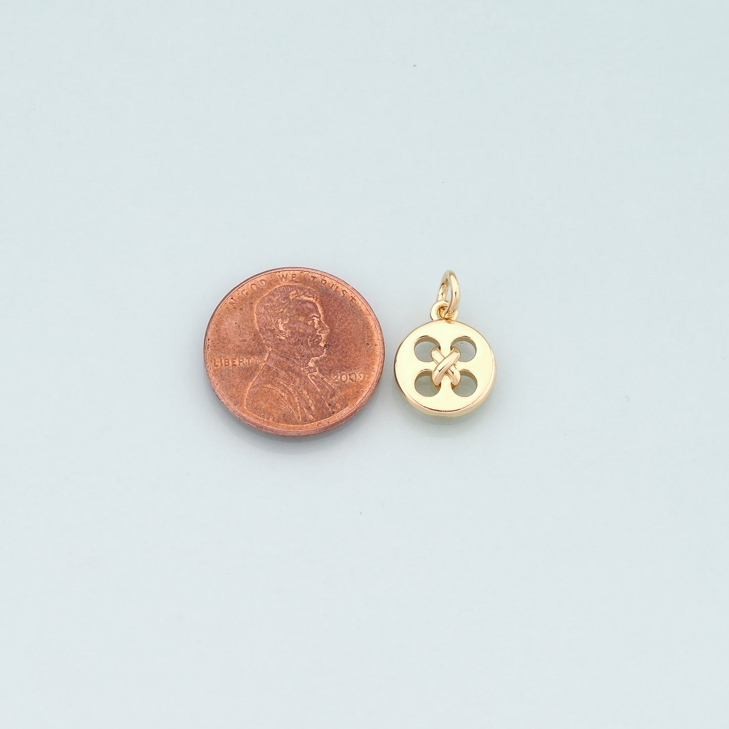 18K Gold Filled Buttons Pendant,Dainty Buttons Charm Bracelet Necklace for DIY Jewelry Making Supply
