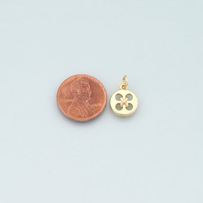 18K Gold Filled Buttons Pendant,Dainty Buttons Charm Bracelet Necklace for DIY Jewelry Making Supply